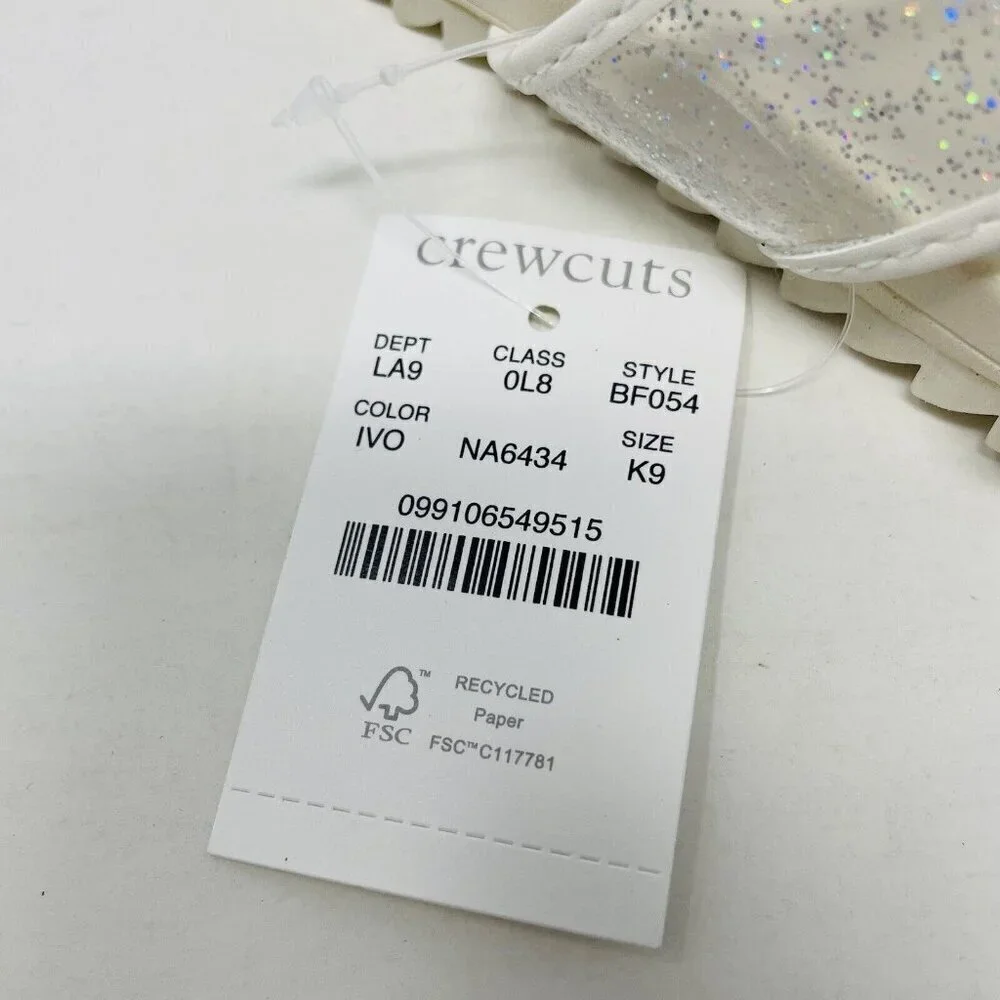 J Crew Crewcuts Little Girl K9 Slip On Pool Glitter‎ Jelly Sandals White $45 206